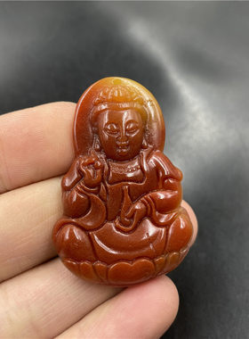 华夏美玉 天然黄龙玉观音吊坠 男款男式玉观音挂件 玉坠