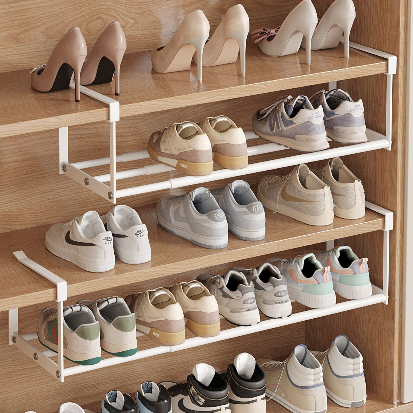 鞋架家用可伸缩鞋柜分层隔板鞋托下挂式置物架多层鞋子收纳大容量,住宅家具,折叠/组合鞋架,淘宝优惠券,粉丝福利购,淘宝优惠卷