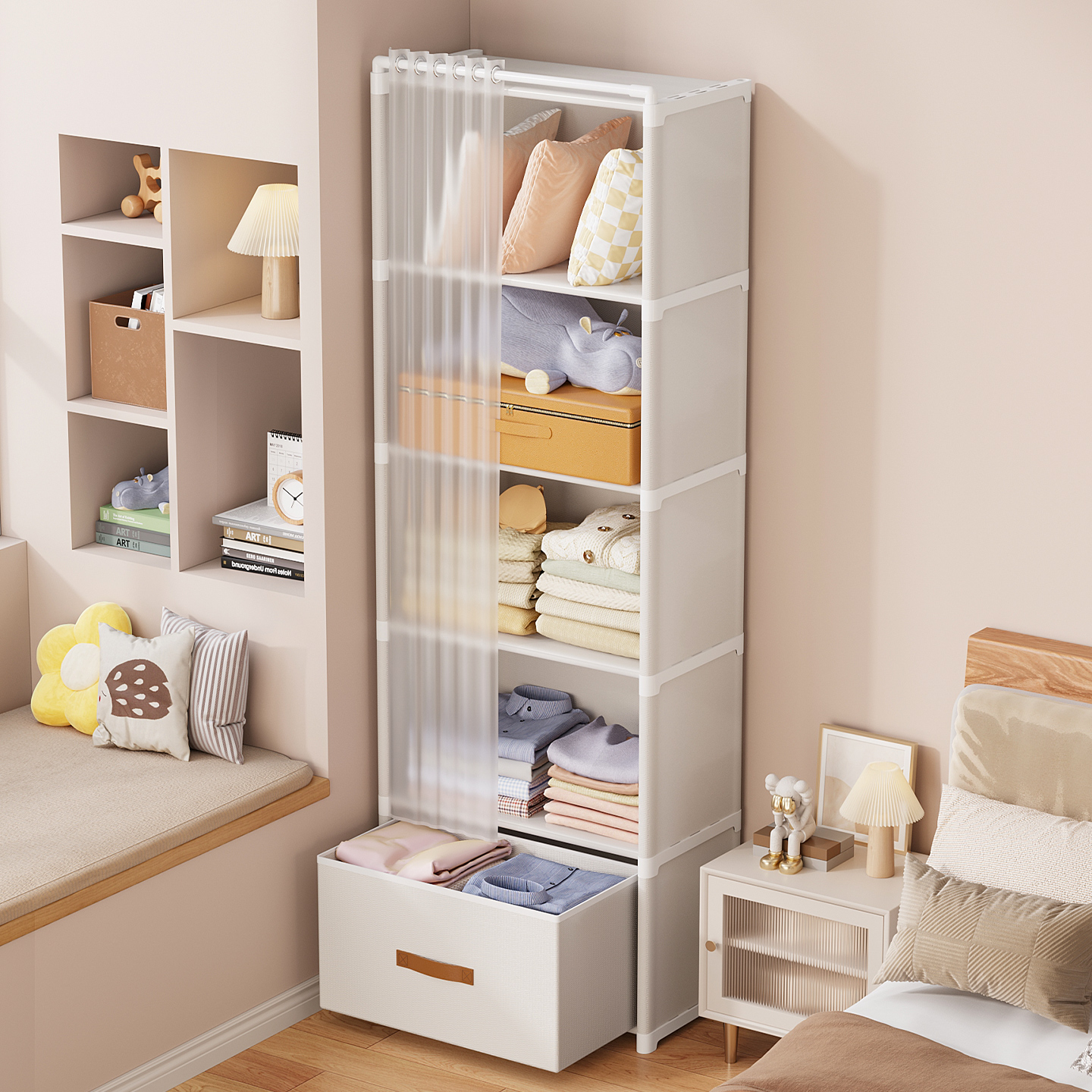 【带门防尘】大容量衣柜收纳柜