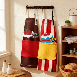 可擦手围裙厨房家用2026新款 做饭围裙 防油防水罩衣女高颜值年轻款