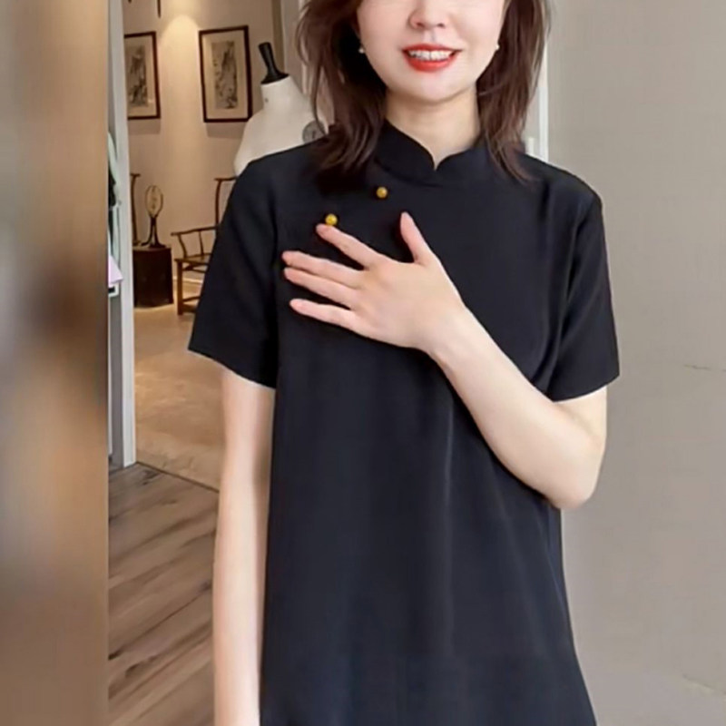 大码女装赫本小礼服裙小黑裙胖MM2026夏200斤短袖复古旗袍连衣裙