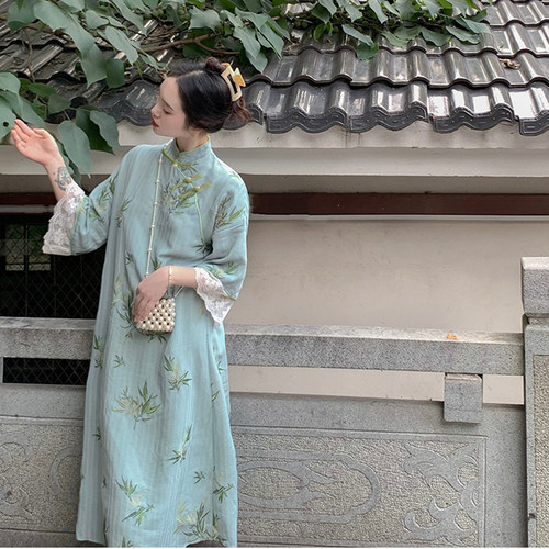 旗袍国风连衣裙大码女装旗袍