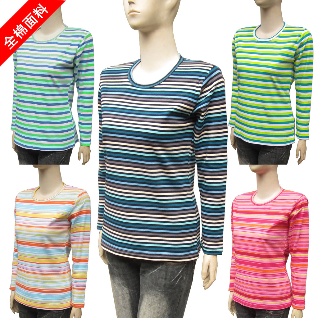 中老年纯棉长袖圆领t恤女单面印花全棉条纹打底衫秋衣妈妈装清仓在类目 女装/女士精品, T恤中 - 来自Buy2taobao.com提供专业的淘宝代购服务