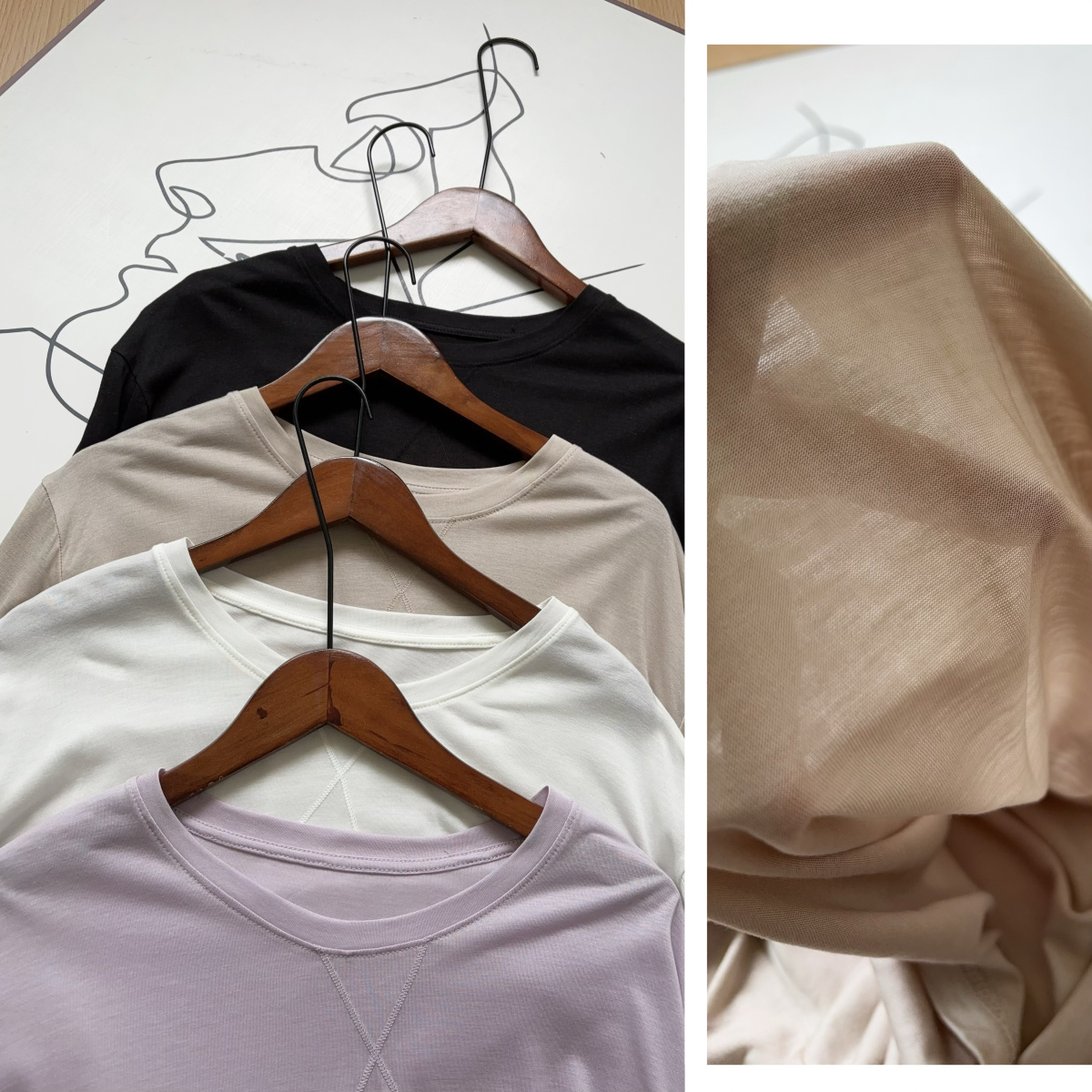 裸感~！ 醋酸羊毛天丝  微透感薄款圆领长袖套头打底衫防晒T恤女