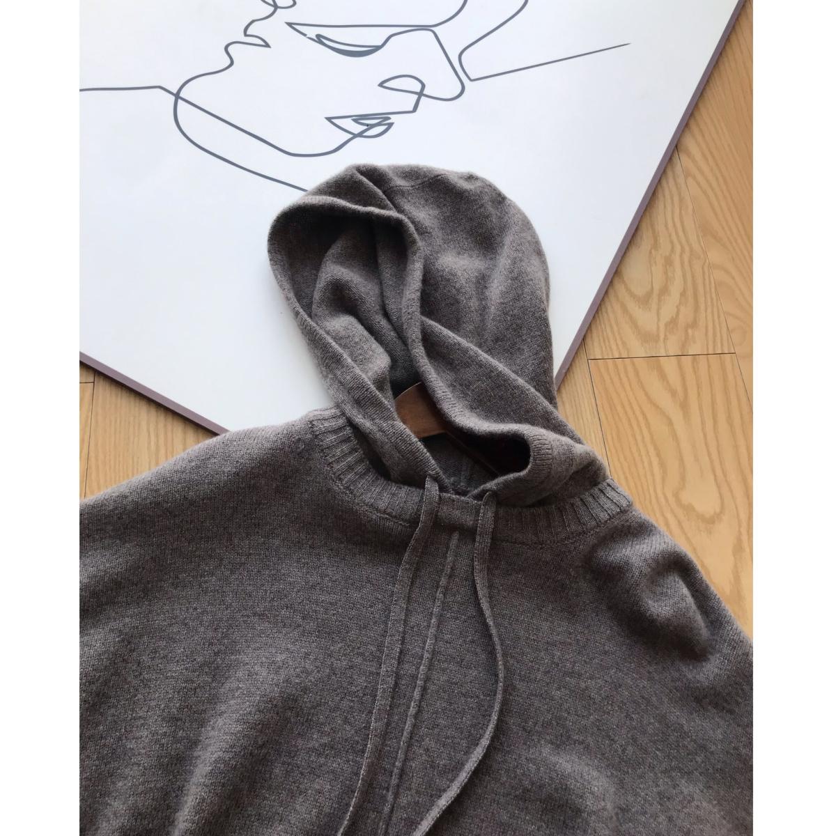 M周末系列~ 24秋冬  通勤休闲 羊毛羊绒软糯针织连帽衫套头上衣女