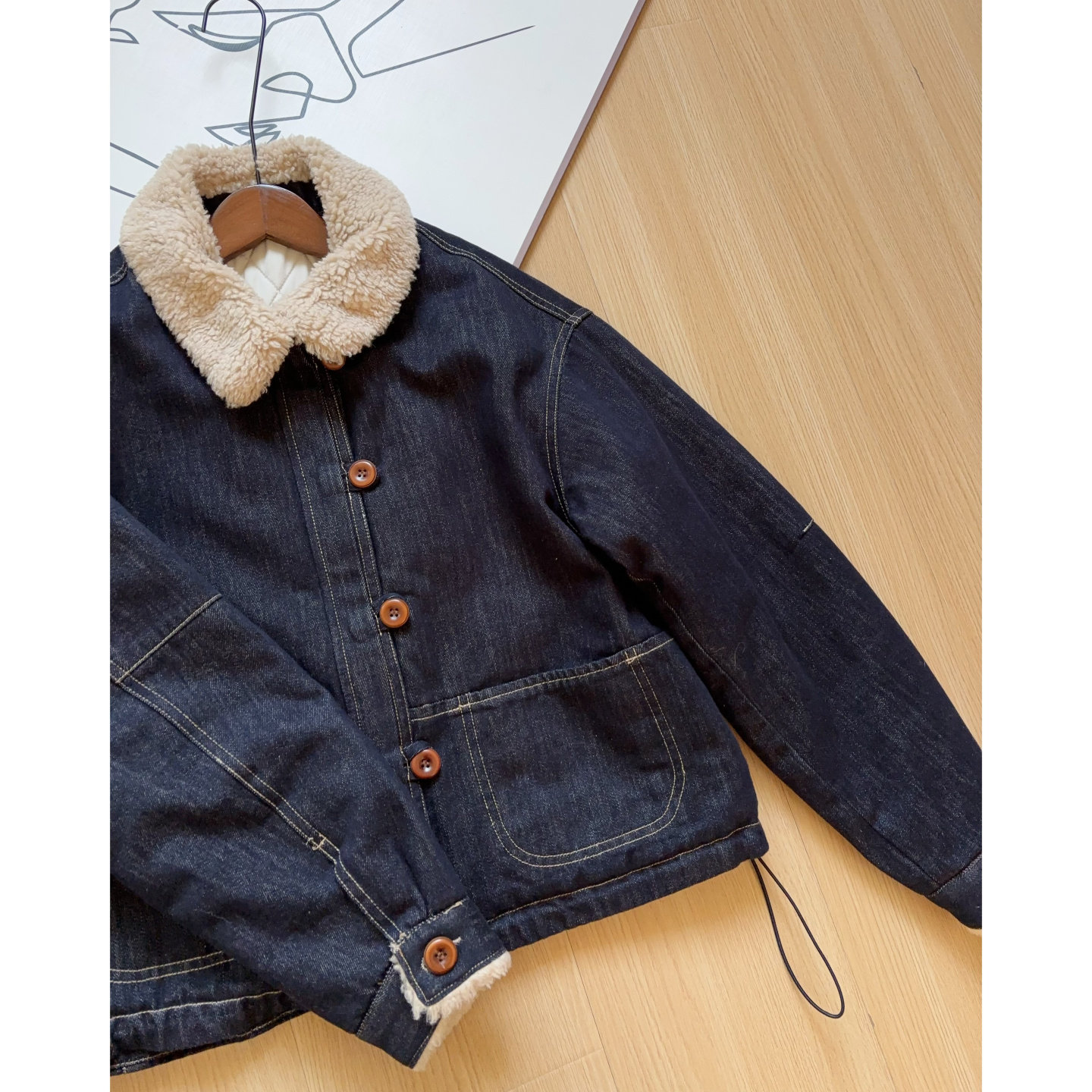 内里夹棉~！羊羔绒翻领  原色深蓝牛仔加厚棉衣外套秋冬女,女装/女士精品,短外套,淘宝优惠券,粉丝福利购,淘宝优惠卷