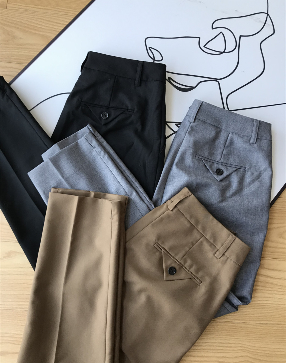 经典休闲女九分烟管西裤高支高密