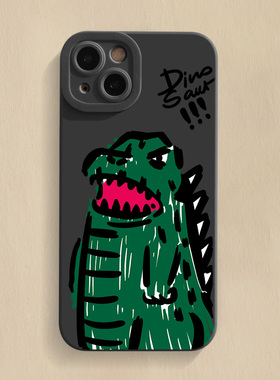 涂鸦恐龙iPhone15Promax手机壳苹果14新款13套12硅胶11趣味x创意xr全包xs防摔8plus卡通7p适用华为mate60/50