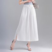 高腰阔腿裤 宽松显瘦松紧腰开叉休闲裤 女2026夏季 九分裙裤 新款 时尚