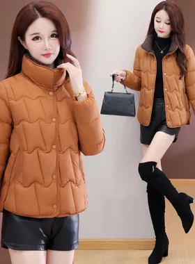 韩版修身棉服女2026冬季新款加厚保暖显瘦焦糖色棉衣外套高级感潮