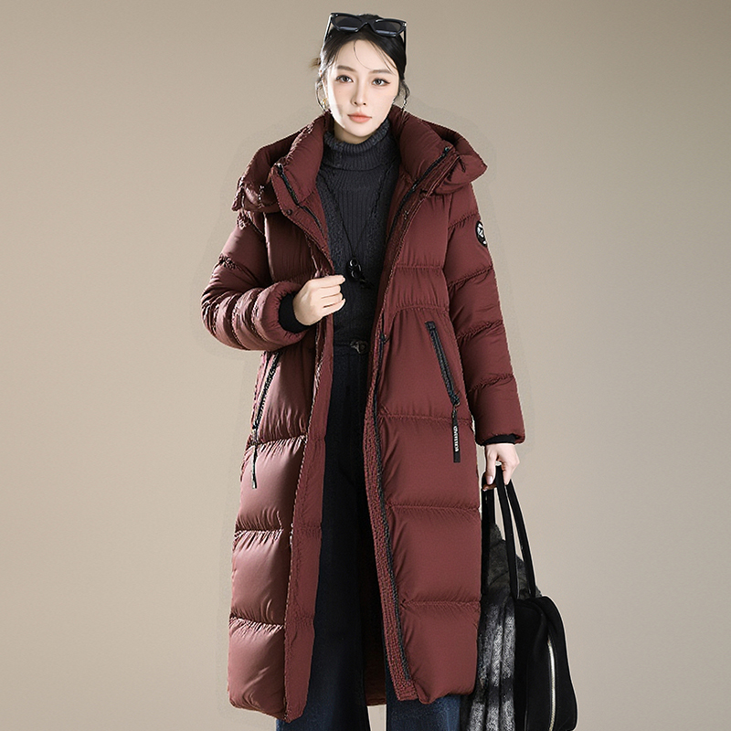 2025新款秋冬时尚气质长款羽绒服女休闲显瘦宽松保暖加厚连帽外套