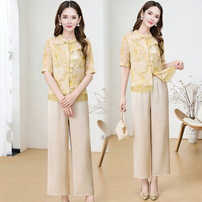 新中式风两件套女2026夏季新款轻奢高级感妈妈装显瘦减龄时尚套装