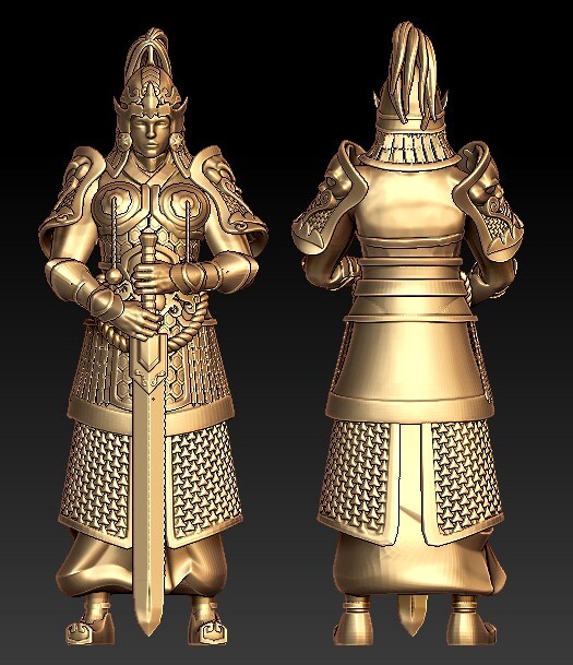 三维立体 四轴浮雕图 圆雕图 stl 3d 模型-将军