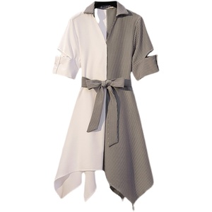 RM14708#大码女装2023夏季新款胖妹妹时尚减龄显瘦拼接连衣裙女