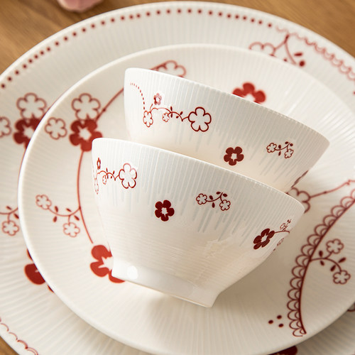 顺祥花开见喜釉下彩碗碟套装餐具