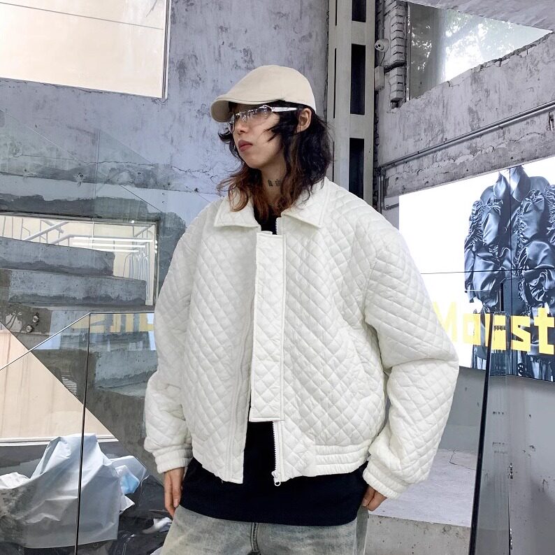 秋冬新款潮休闲港风宽松菱格加厚棉服XZ507-1MY8009P95大货备,男装棉衣,星座507-1