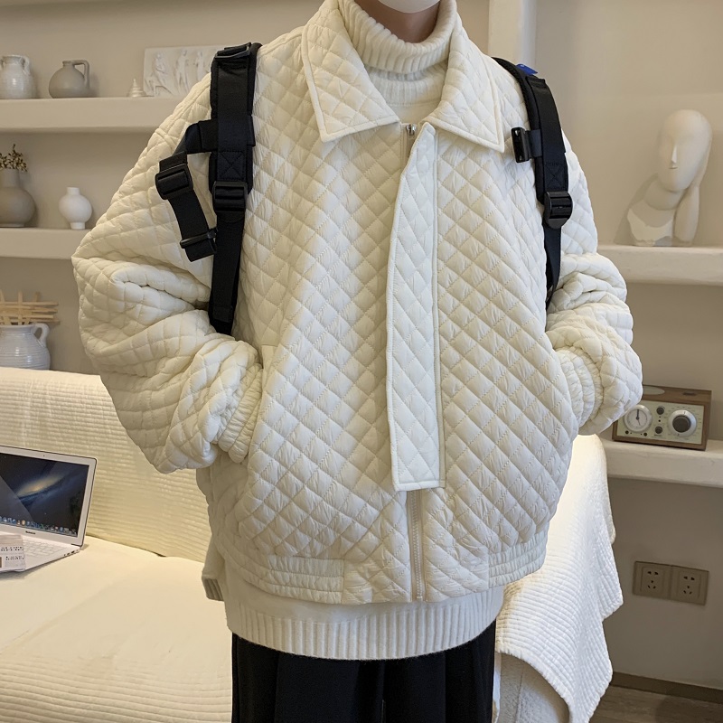 秋冬新款韩版休闲港风宽松菱格加厚棉服XZ507-1MY8009P95，男装棉衣，星座507-1