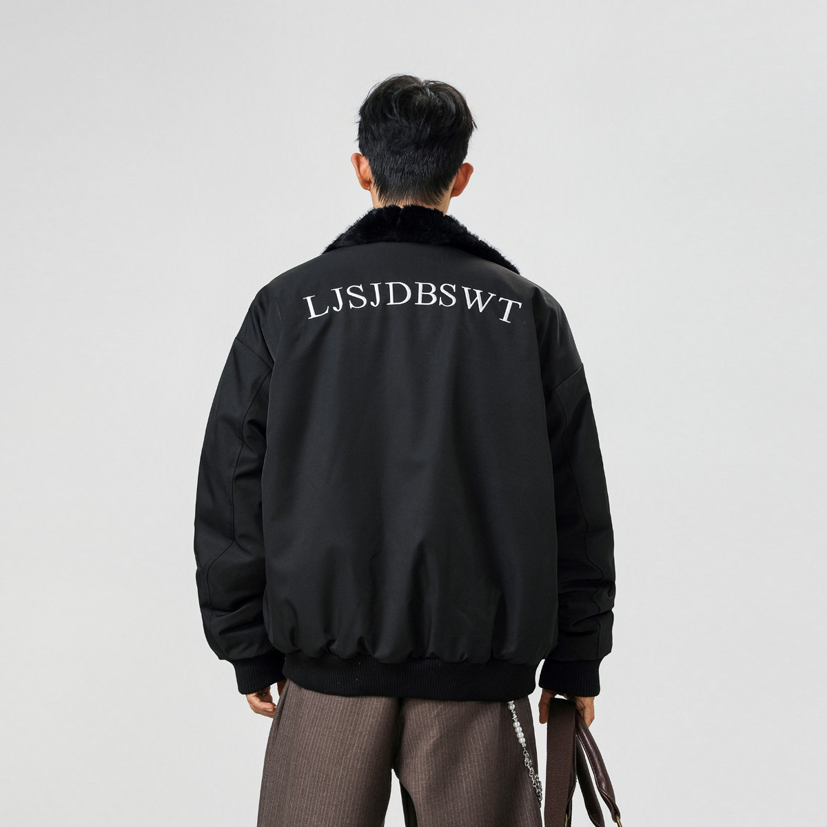 双面穿刺绣反领夹克宽松皮草保暖外套XZ507-1MY8022P105大货备，男装夹克，星座507-1