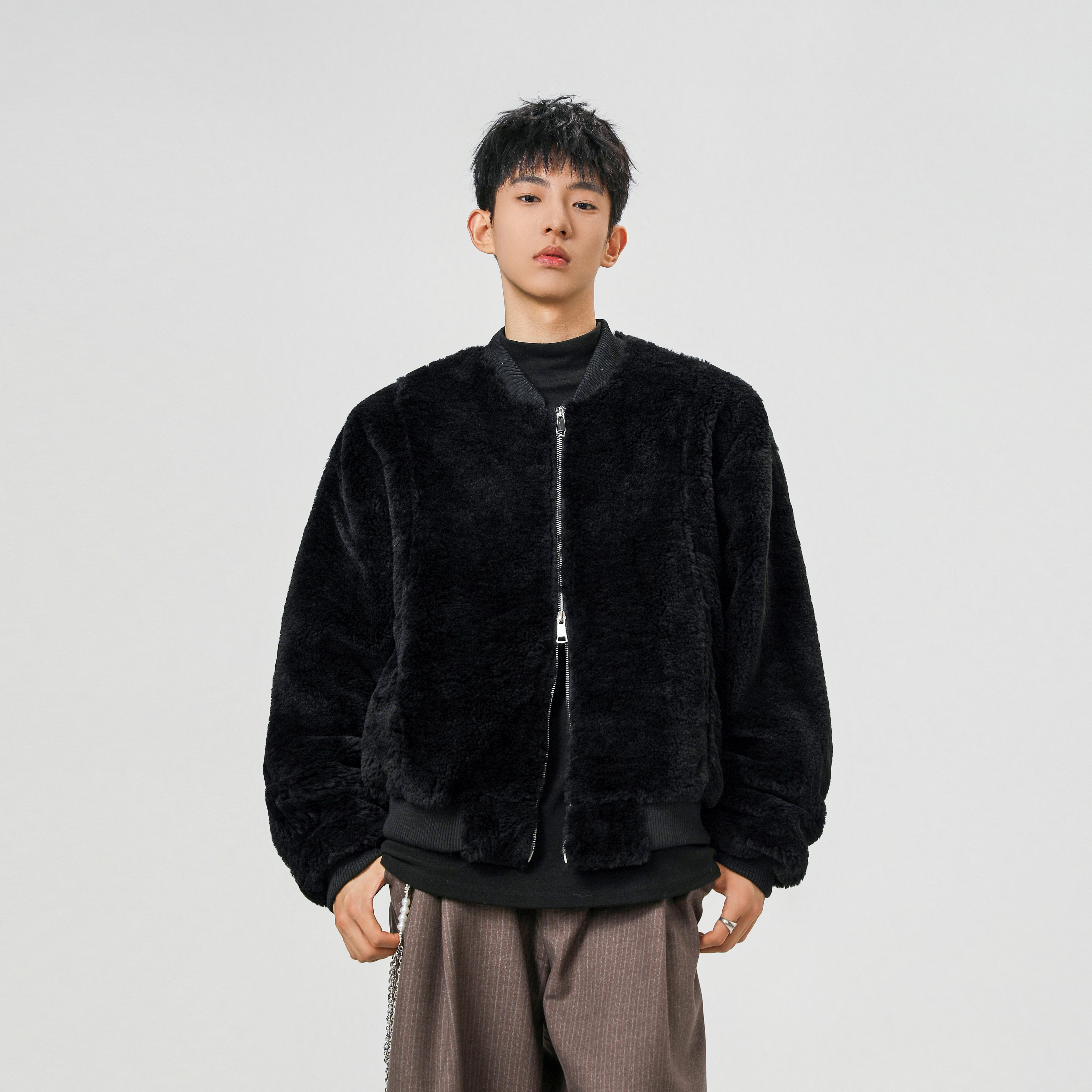 冬季仿皮毛一体夹克休闲仿羊羔毛机车外套XZ507-1MY8023P120，男装夹克，星座507-1