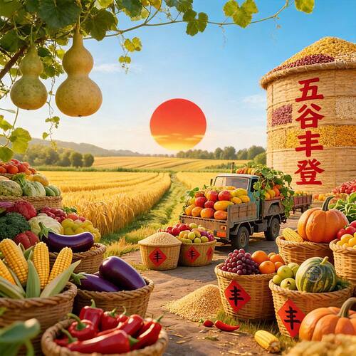 金秋蔬果粮食客厅卧五谷丰登贴画室玄关墙贴门贴玻璃不干胶贴纸