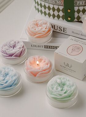 奥斯汀玫瑰花朵香薰蜡烛教师节寓意礼盒道具氛围感婚庆伴娘伴手礼