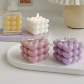 魔方香薰蜡烛粉色浪漫装 饰少女心桌面摆件手工氛围感表白伴手礼物