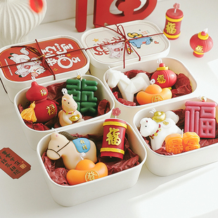 马上有钱香薰蜡烛套装礼盒婚庆高颜值招财马年灯笼马福字造型创意