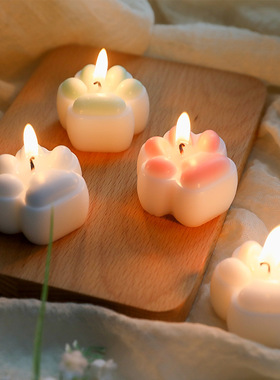 生日伴手礼家居装饰摆件道具香氛物件ins手工可爱小猫爪香薰蜡烛