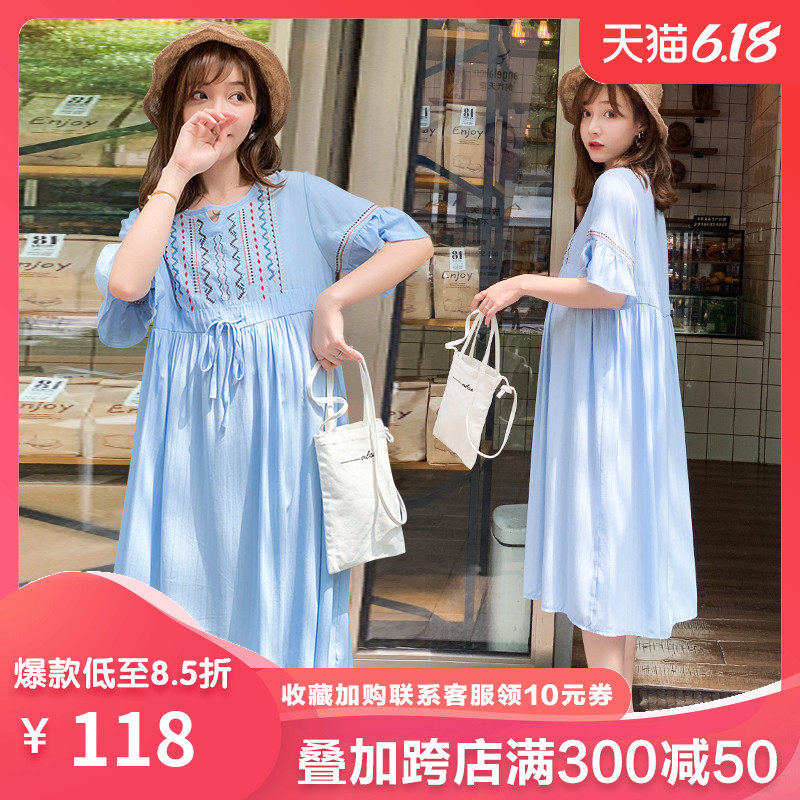 孕妇连衣裙夏装潮妈2020夏款网红洋气春夏装时尚款孕妇装夏天裙子