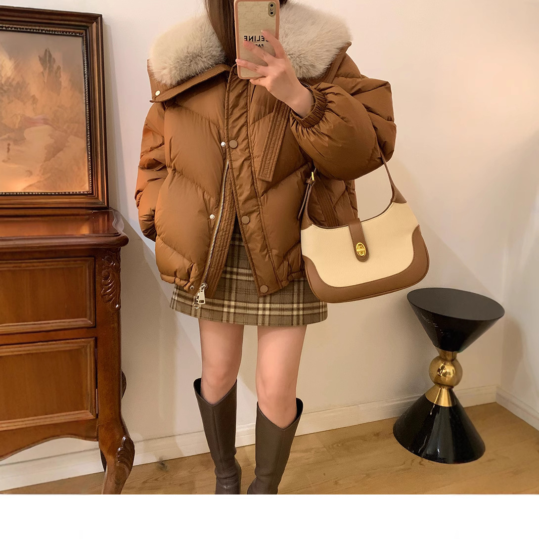 大毛领小个子羽绒棉服女款冬季