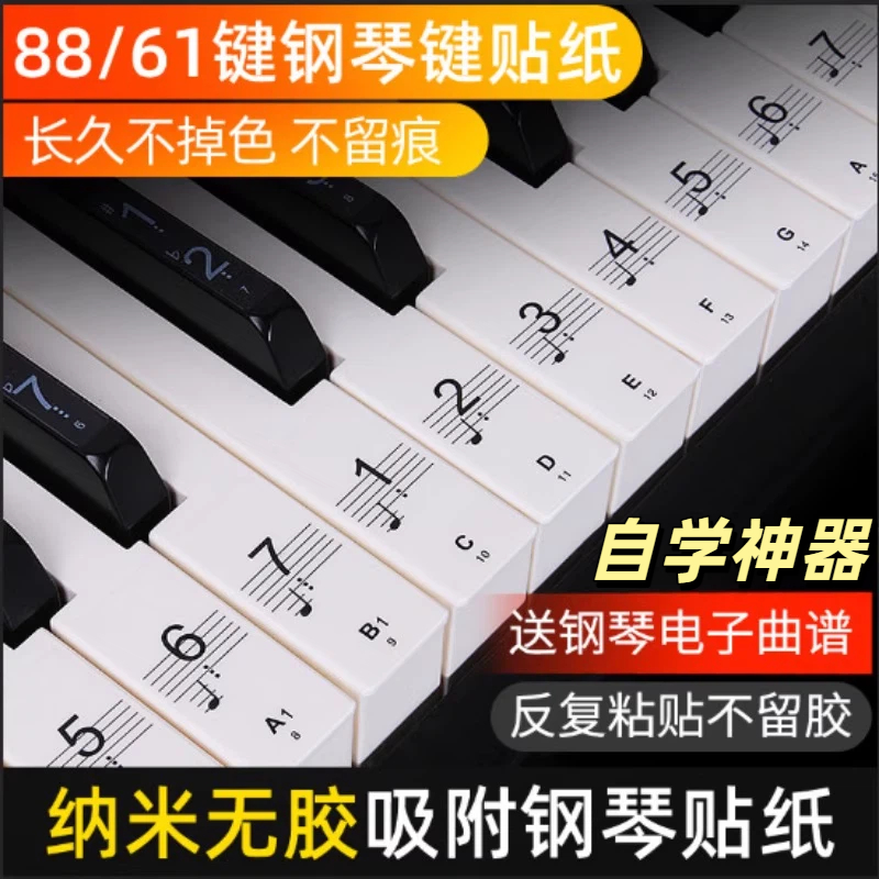 钢琴自学神器贴纸88/6/54键儿童