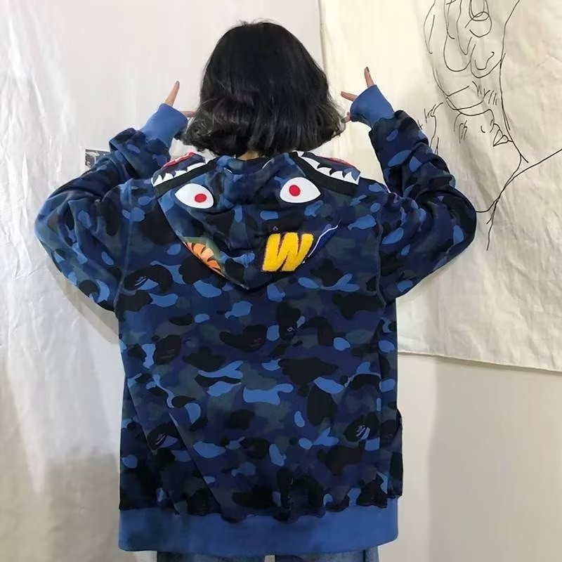 日系古着迷彩卫衣女宽松韩版潮牌