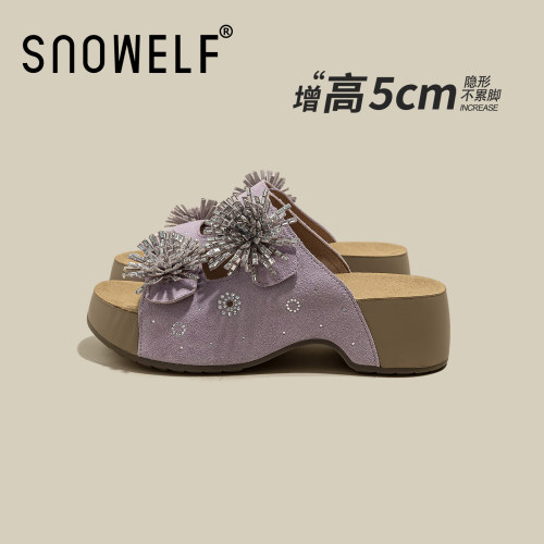 snowelf~紫色烟花绝美厚底凉拖鞋