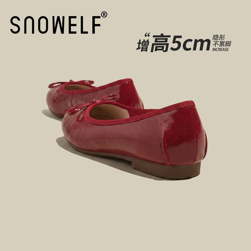 snowelf~复古增高红色玛丽珍单鞋