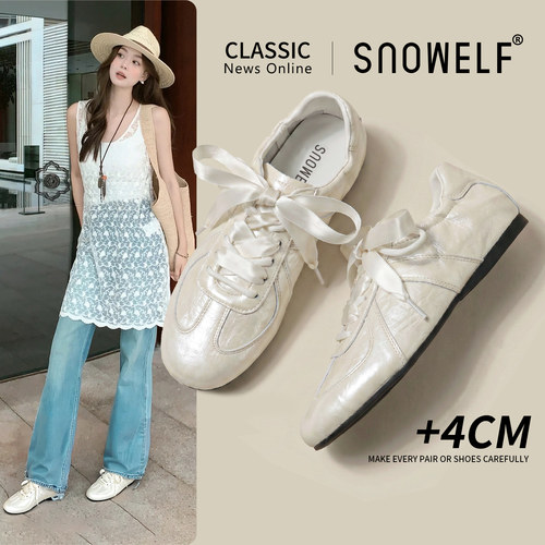 snowelf~4cm增高~百搭气质小白鞋