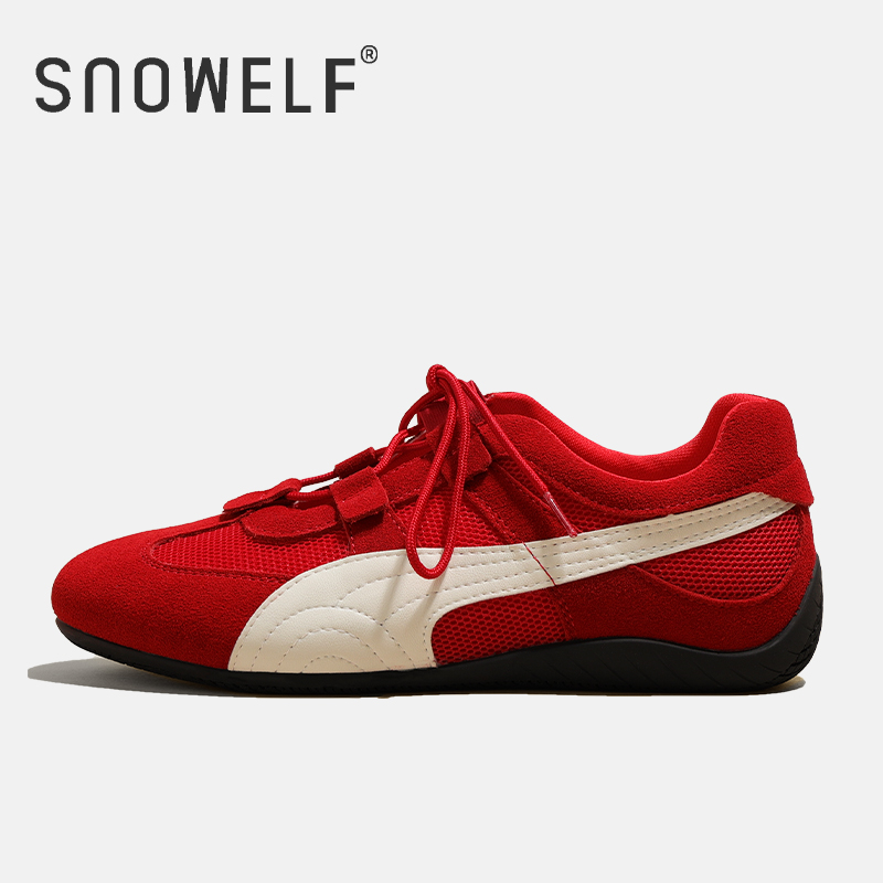 snowelf红色厚底德训鞋女款