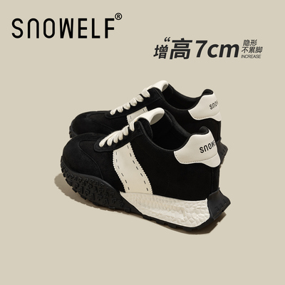 SNOWELF【7cm黑色厚底德训鞋女】
