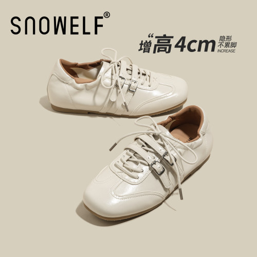 snowelf~白色真皮芭蕾单鞋