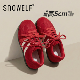 本命年中式婚鞋女款2026新款红色鞋子内增高女鞋小红鞋厚底德训鞋