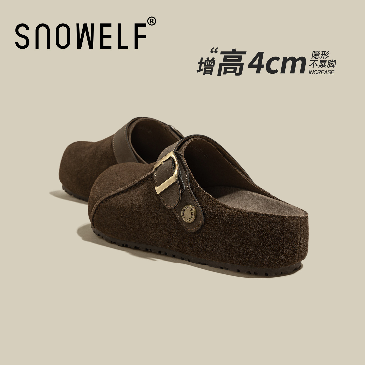 增高4cm~一脚蹬厚底女士勃肯拖鞋图片