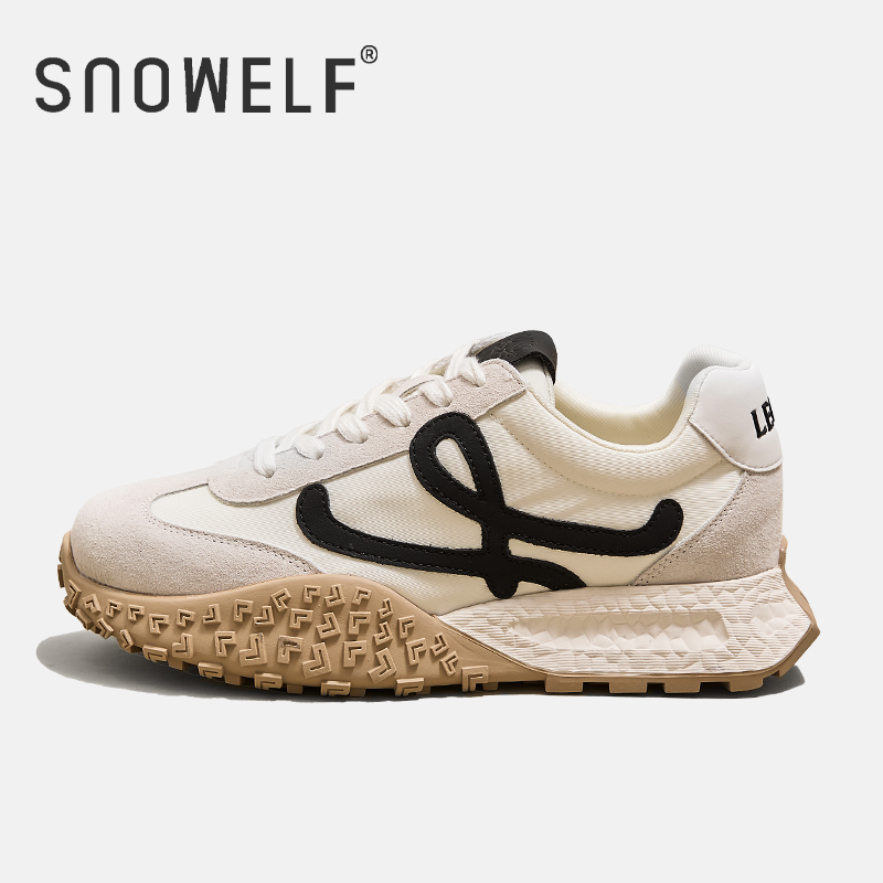 snowelf白色厚底德训鞋女款鞋子