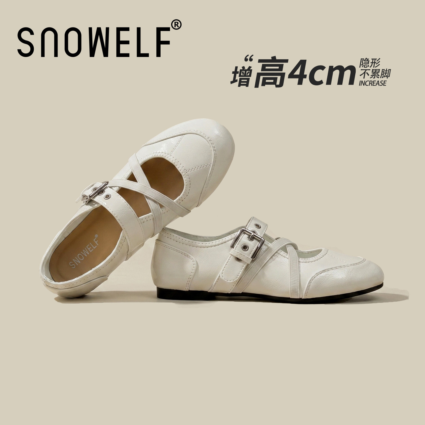 snowelf~白色绑带玛丽珍芭蕾鞋