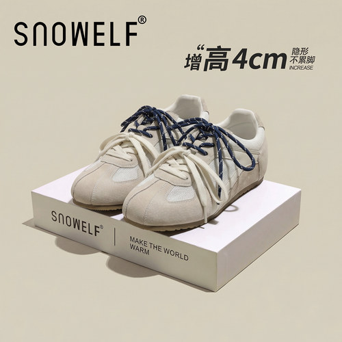 snowelf~白色双鞋带德训鞋
