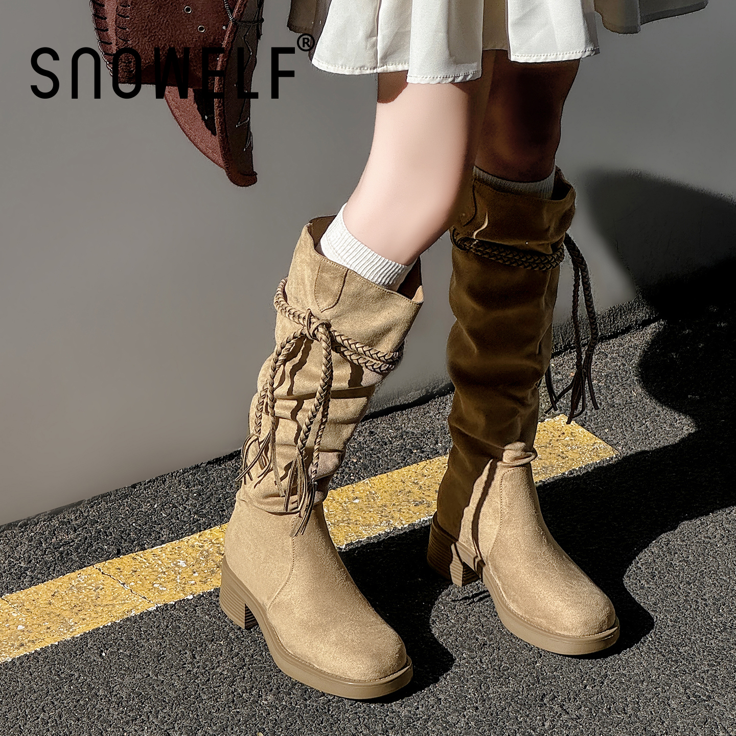 SNOWELF【手工编织】显瘦长筒靴