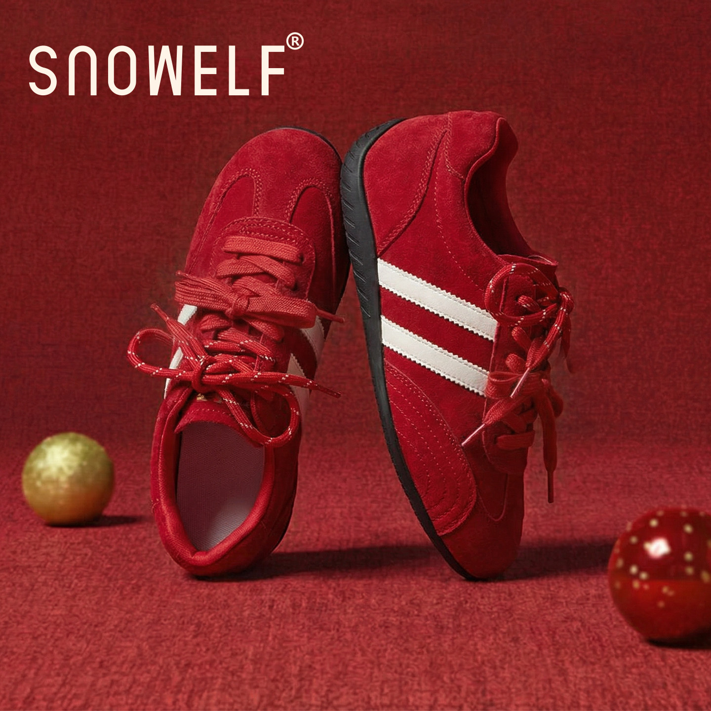 红色鞋子厚底德训鞋女2026新款春季真皮内增高休闲板鞋百搭运动鞋,女鞋,德训鞋,淘宝优惠券,粉丝福利购,淘宝优惠卷