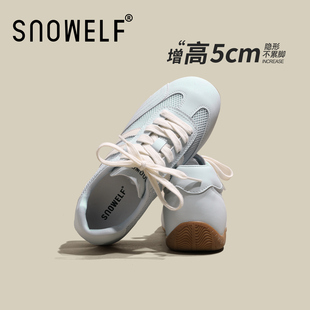 蓝色浅口单鞋德训鞋女款2026新款夏季配裙子运动休闲内增高女鞋子