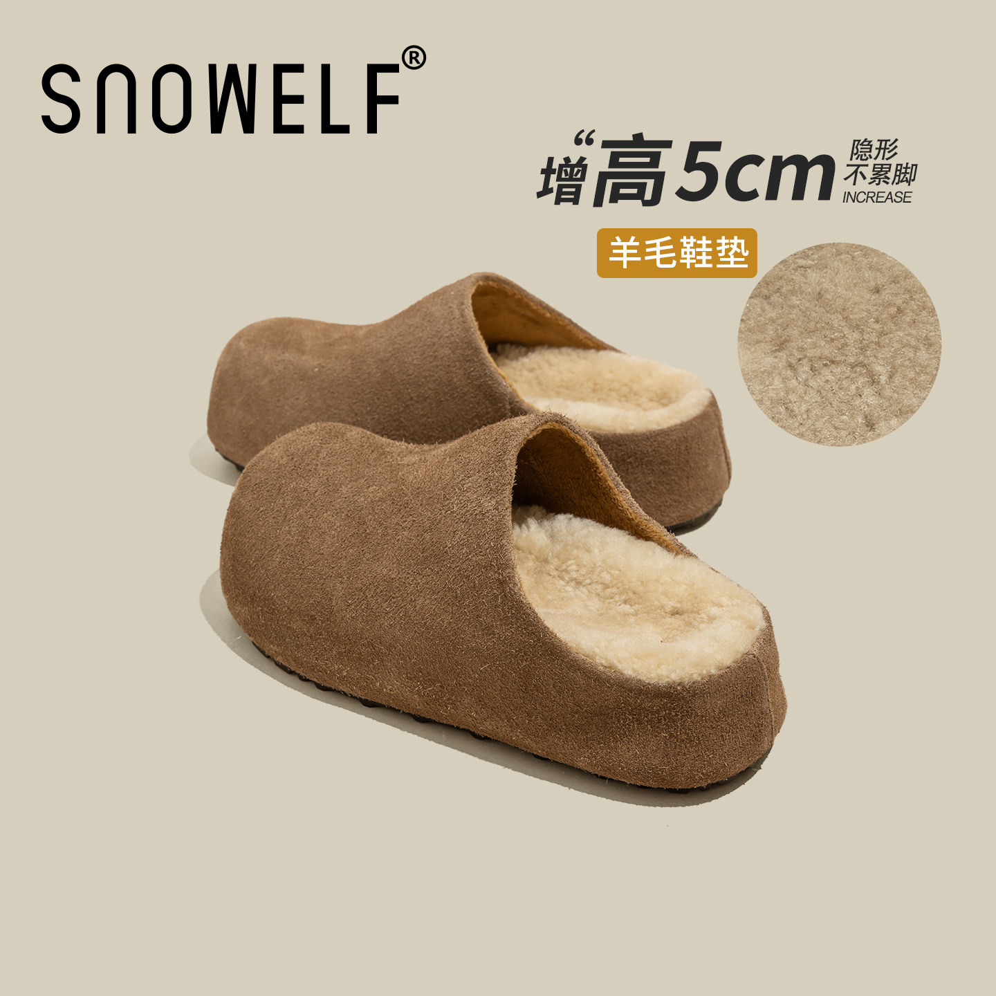 拖鞋冬外穿女款2025新款冬季一脚蹬女鞋厚底勃肯鞋加绒棉拖懒人鞋