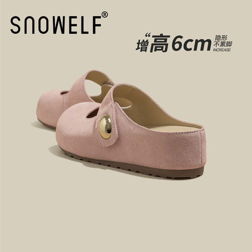 snowelf~小个子厚底勃肯鞋半拖鞋