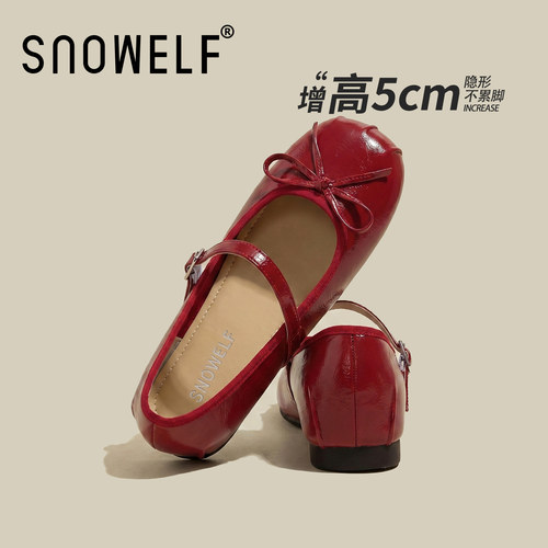 snowelf~复古红色蝴蝶结玛丽珍鞋
