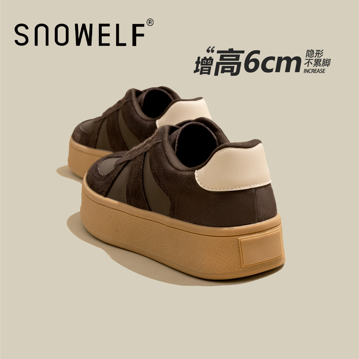 snowelf厚底女鞋美式复古松糕跟